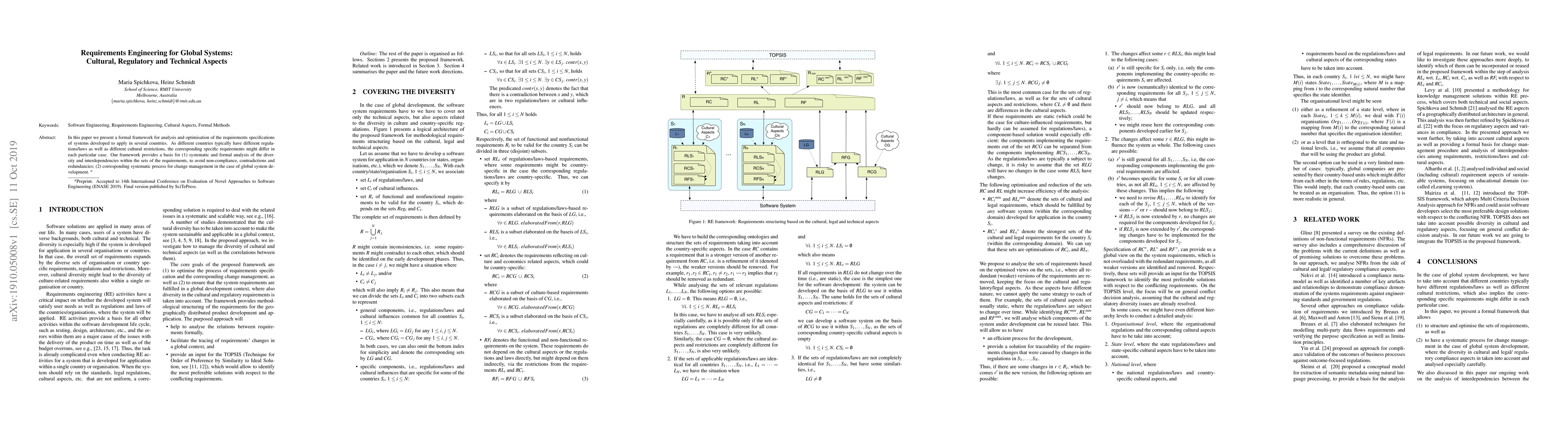 Thumbnail for Requirements Engineering for Global Systems: Cultural, Regulatory and
  Technical Aspects