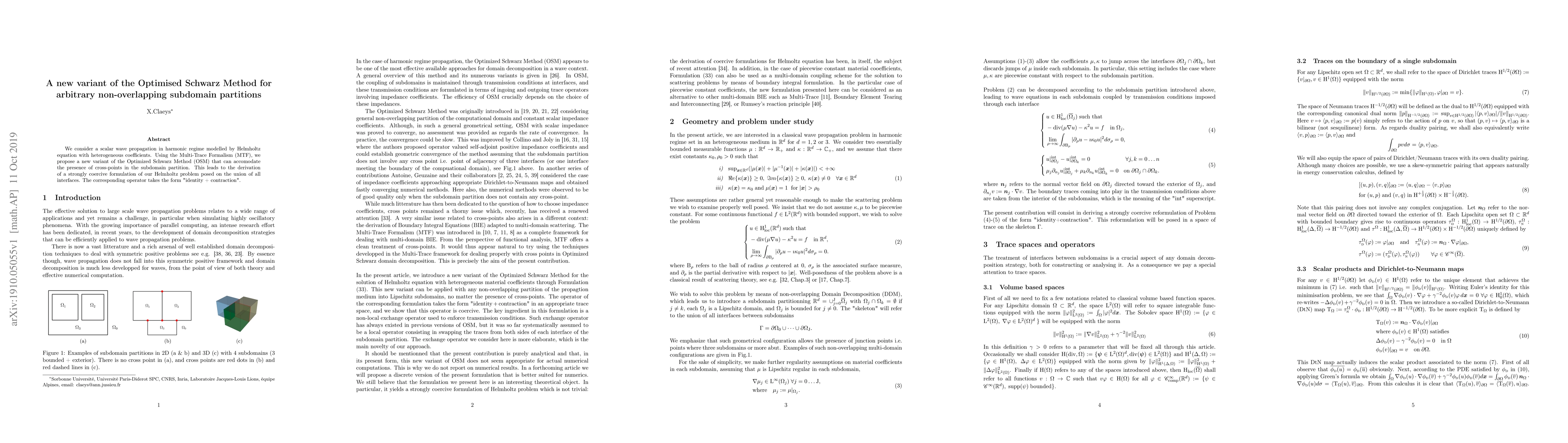 Thumbnail for A new variant of the Optimised Schwarz Method for arbitrary
  non-overlapping subdomain partitions