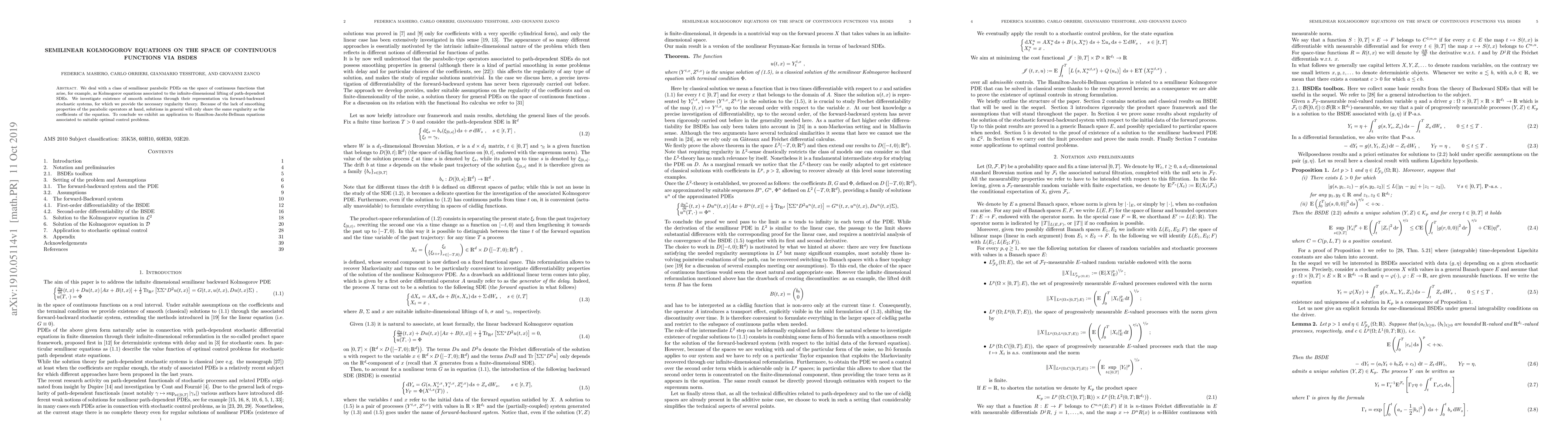 Thumbnail for Semilinear Kolmogorov equations on the space of continuous functions via
  BSDEs