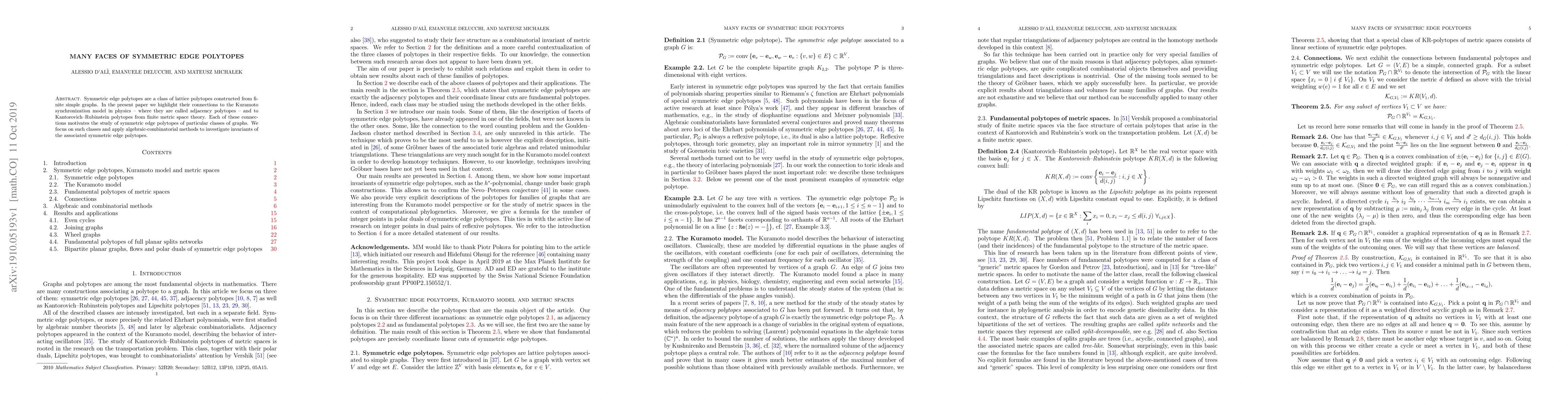 Thumbnail for Many faces of symmetric edge polytopes