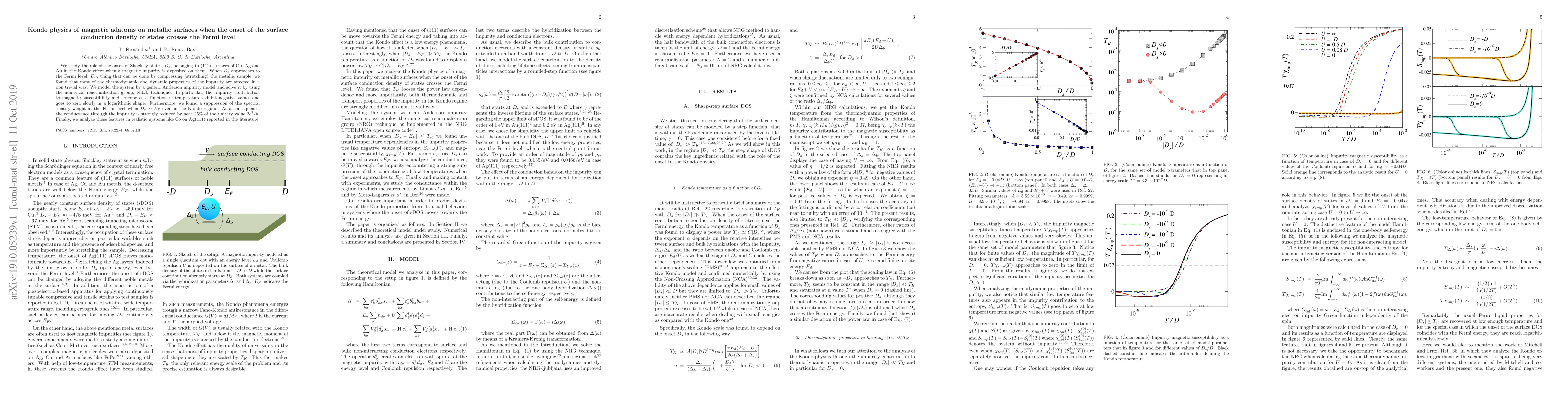 Thumbnail for Kondo physics of magnetic adatoms on metallic surfaces when the onset of
  the surface conduction density of states crosses the Fermi level