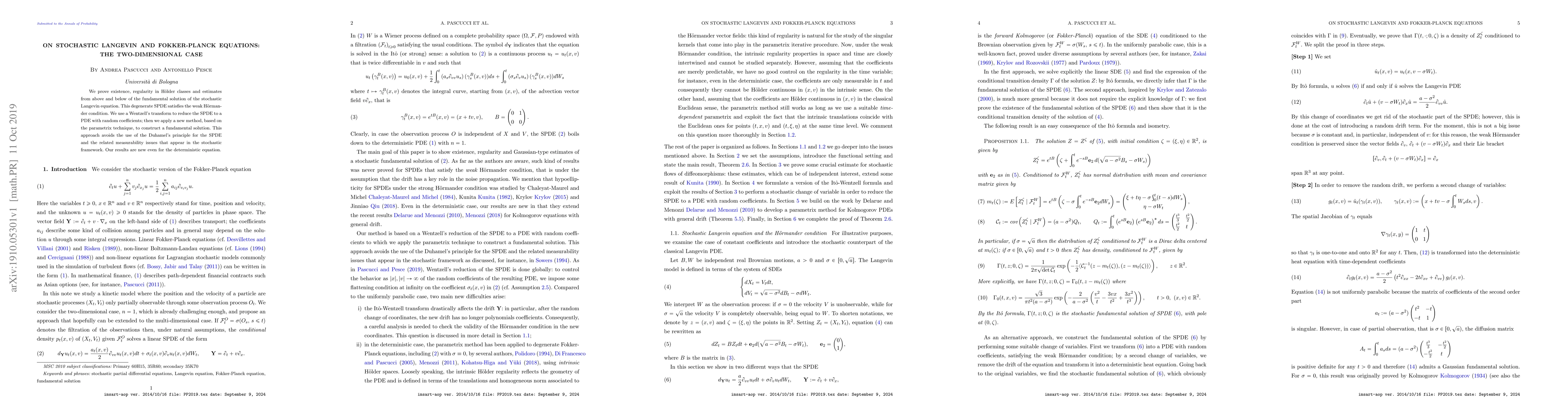 Thumbnail for On stochastic Langevin and Fokker-Planck equations: the two-dimensional
  case