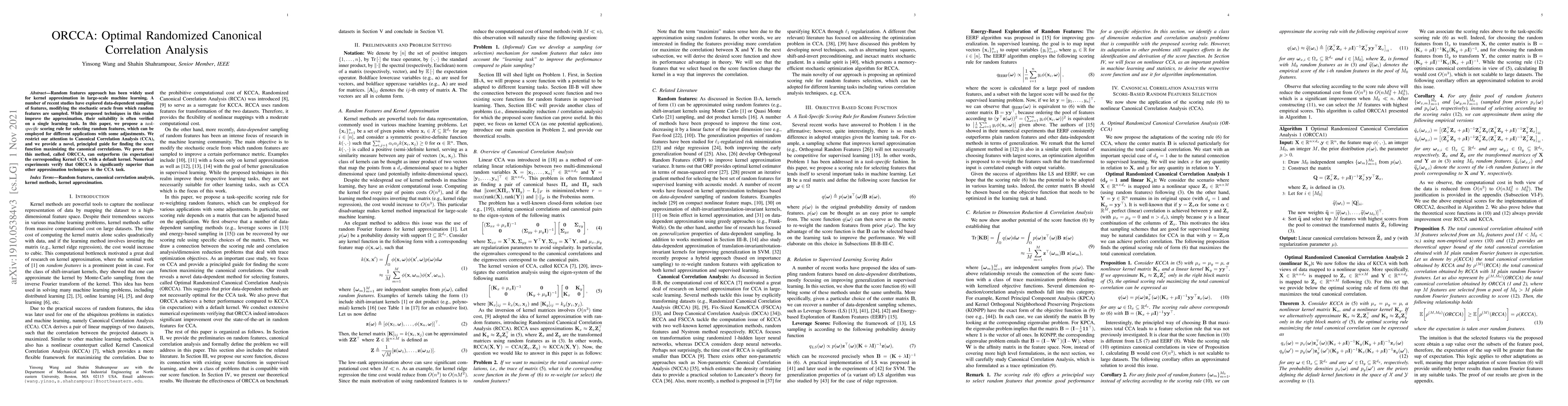 Thumbnail for ORCCA: Optimal Randomized Canonical Correlation Analysis