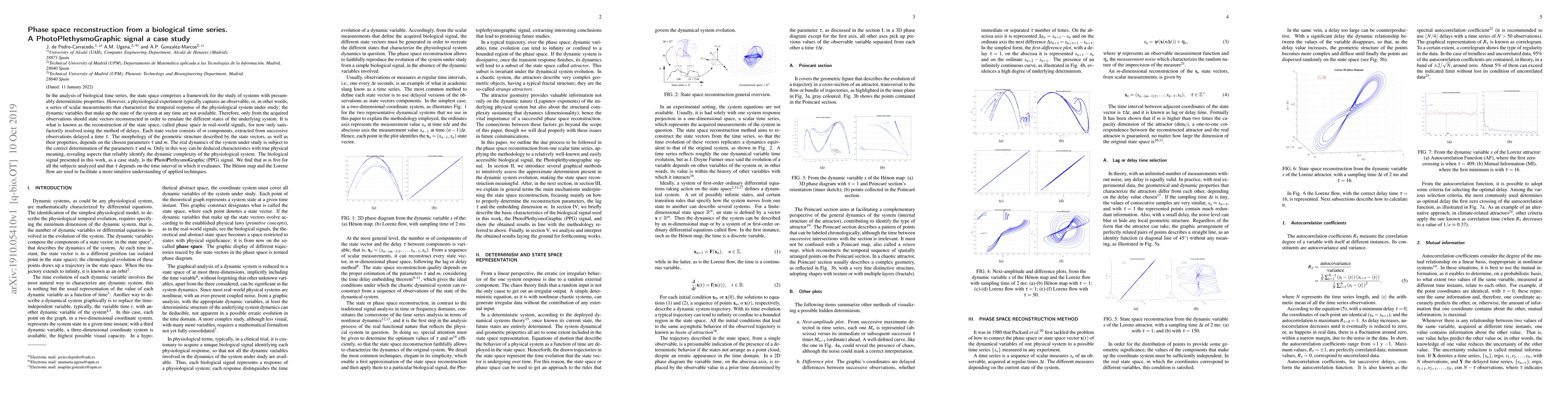 Thumbnail for Phase space reconstruction from a biological time series. A
  PhotoPlethysmoGraphic signal a case study