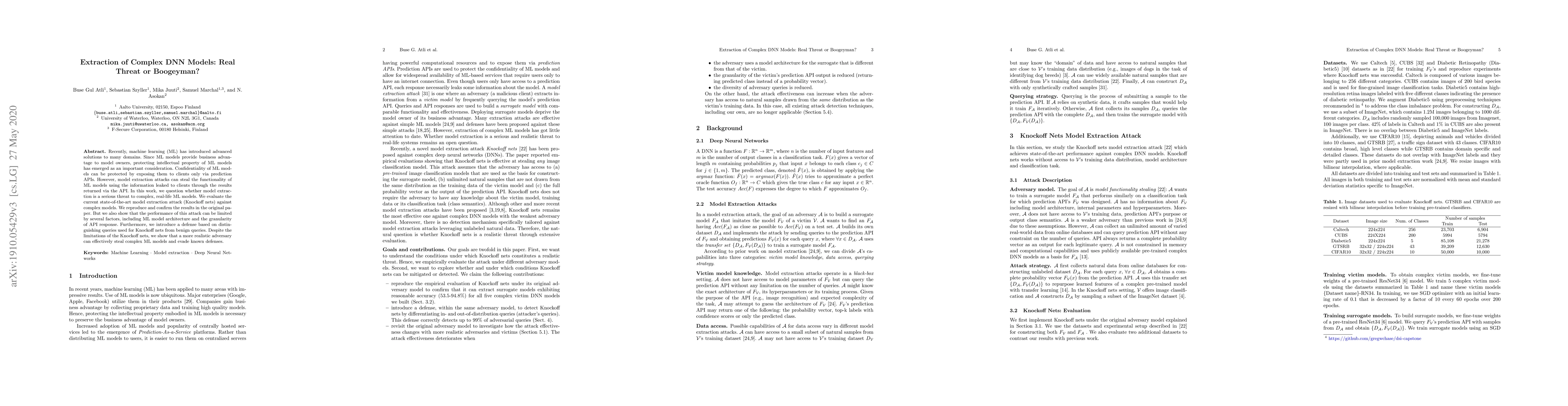 Thumbnail for Extraction of Complex DNN Models: Real Threat or Boogeyman?
