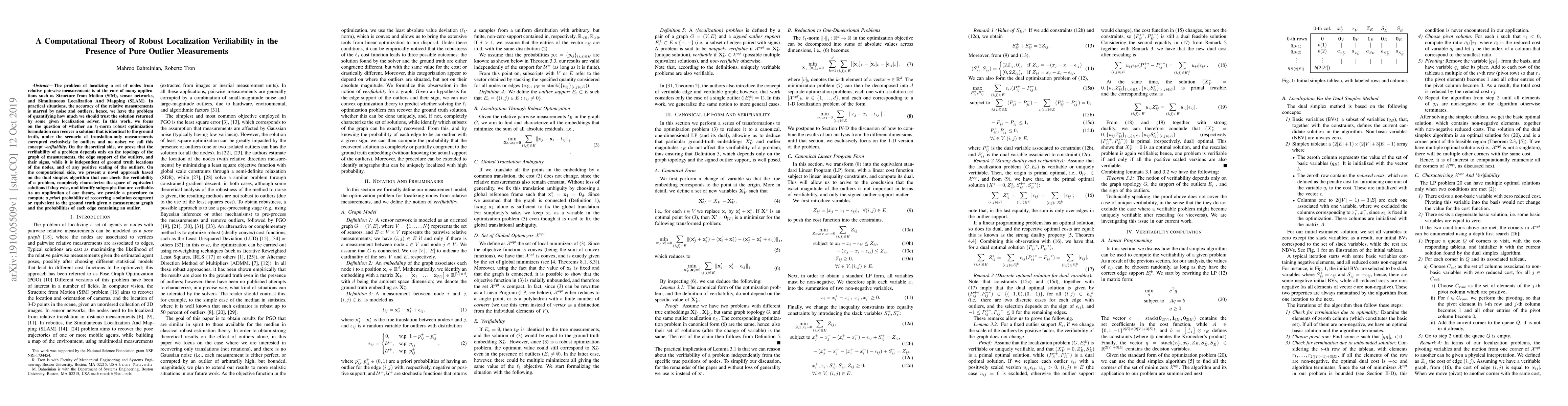 Thumbnail for A Computational Theory of Robust Localization Verifiability in the
  Presence of Pure Outlier Measurements