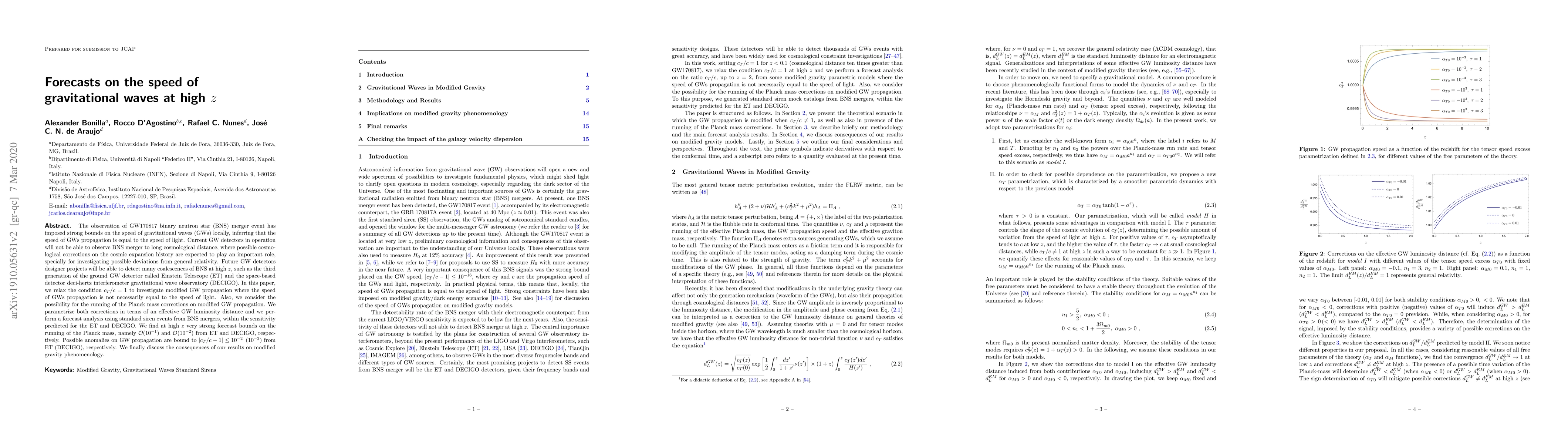 Thumbnail for Forecasts on the speed of gravitational waves at high $z$