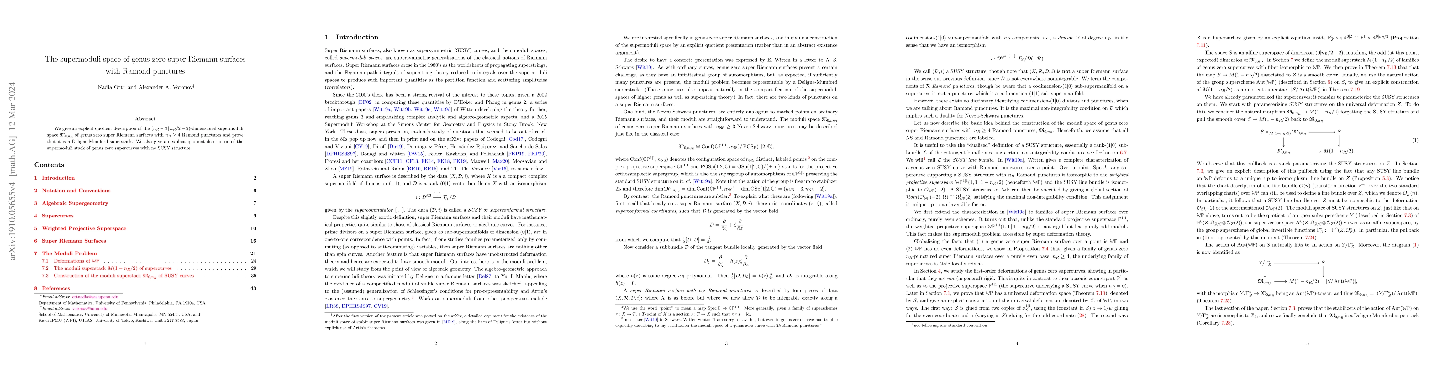 Thumbnail for The supermoduli space of genus zero SUSY curves with Ramond punctures