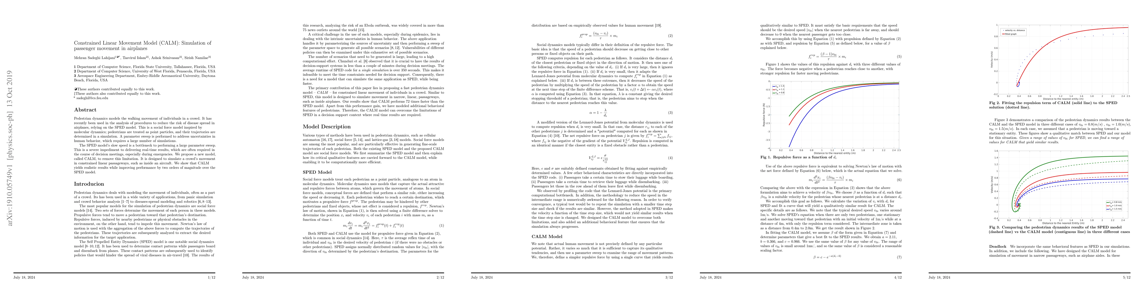 Thumbnail for Constrained Linear Movement Model (CALM): Simulation of passenger
  movement in airplanes