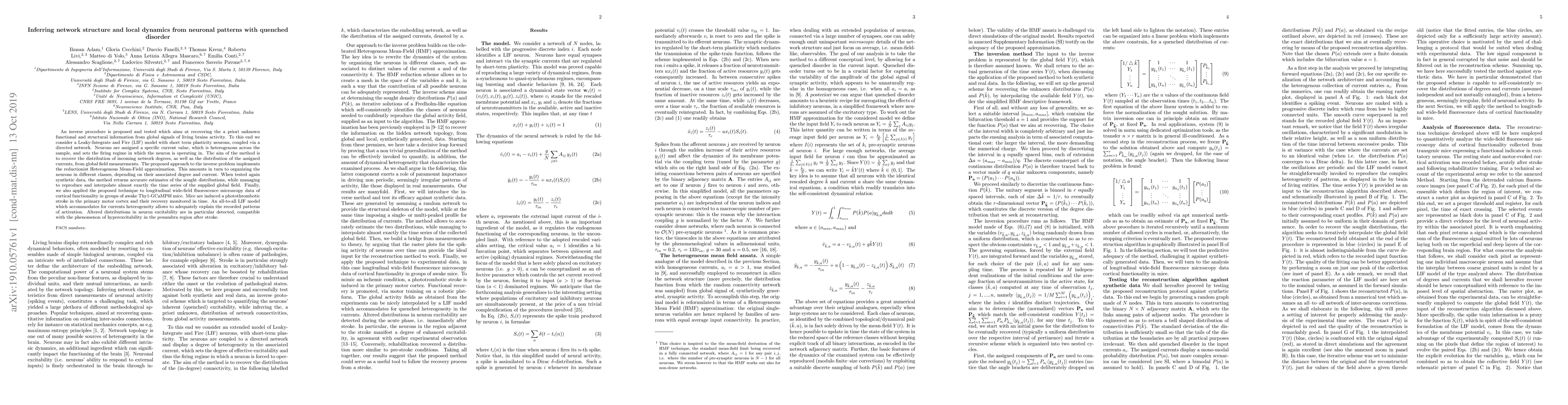 Thumbnail for Inferring network structure and local dynamics from neuronal patterns
  with quenched disorder