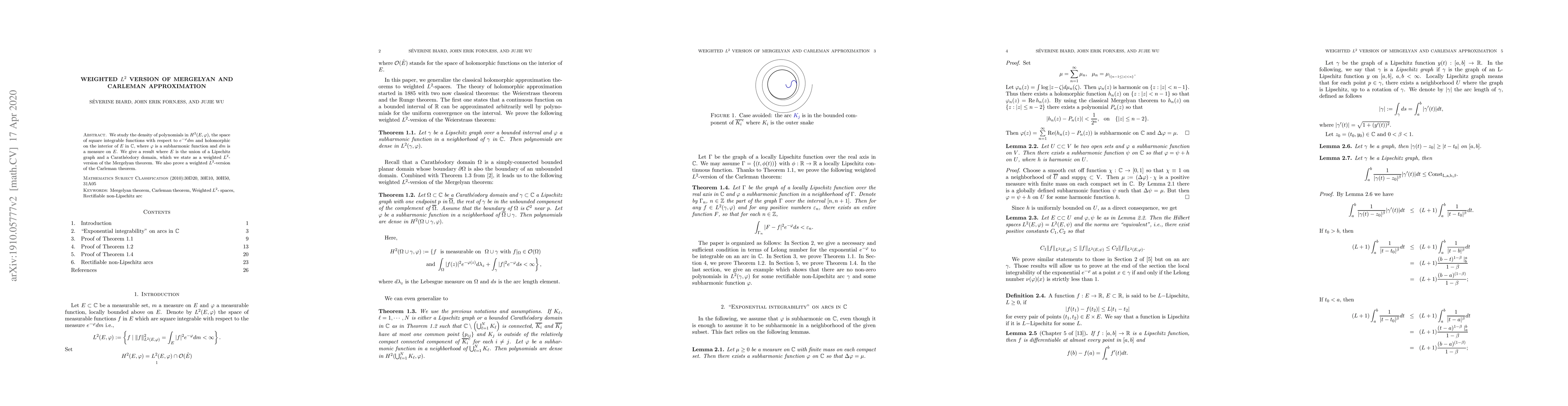 Thumbnail for Weighted $L^2$ version of Mergelyan and Carleman approximation