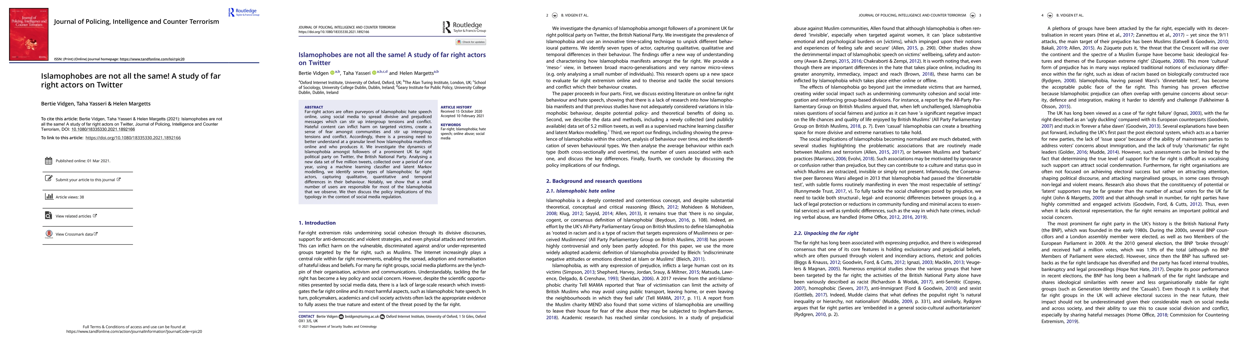 Thumbnail for Islamophobes are not all the same! A study of far right actors on
  Twitter
