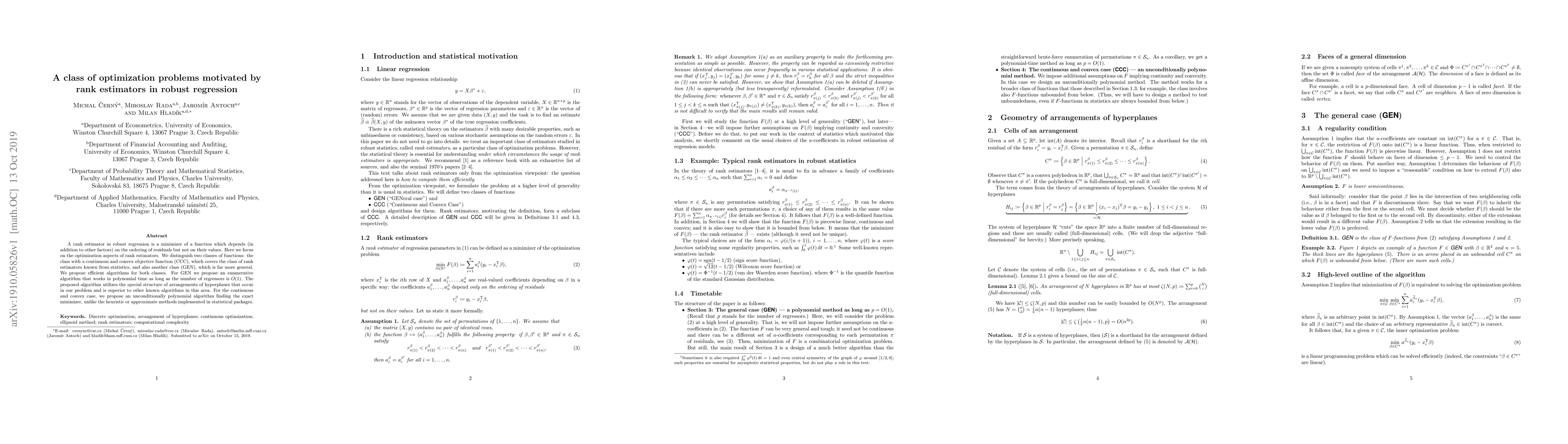 Thumbnail for A class of optimization problems motivated by rank estimators in robust
  regression