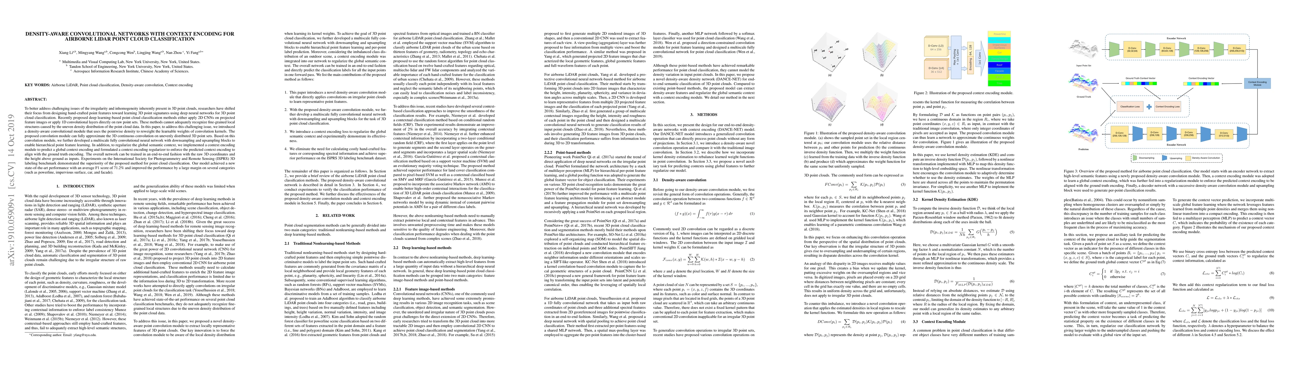 Thumbnail for Density-Aware Convolutional Networks with Context Encoding for Airborne
  LiDAR Point Cloud Classification