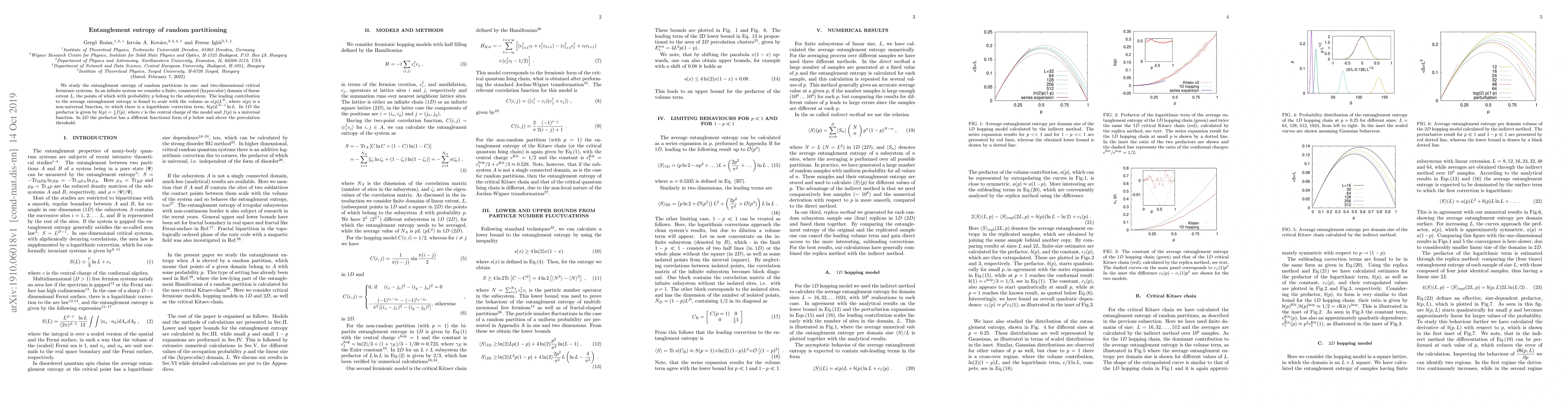 Thumbnail for Entanglement entropy of random partitioning