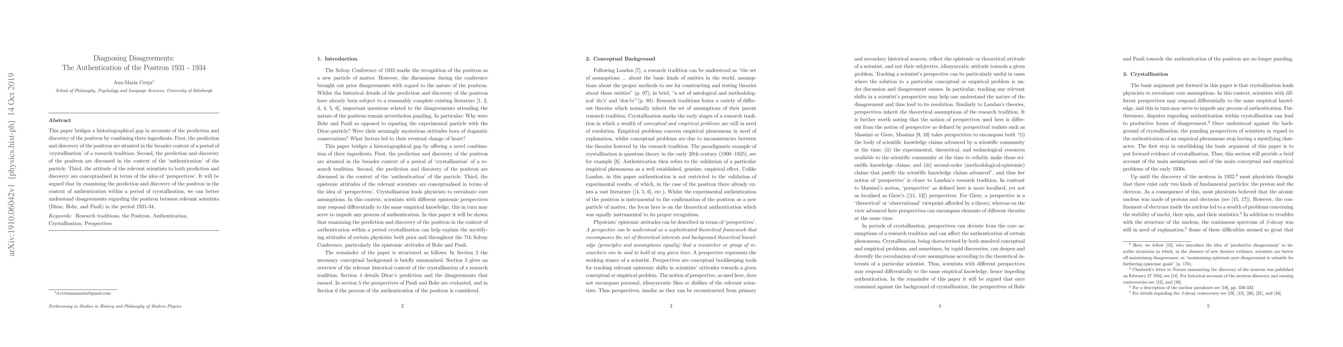 Thumbnail for Diagnosing Disagreements: The Authentication of the Positron 1931-1934