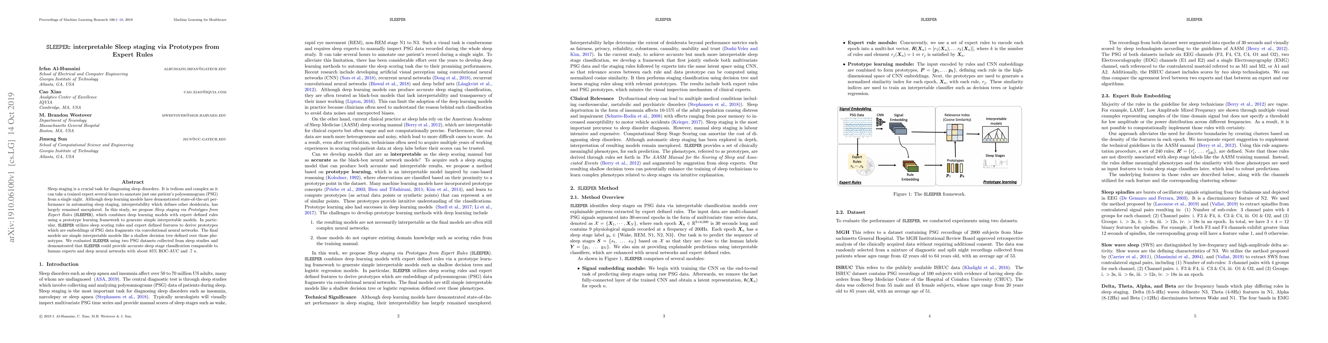 Thumbnail for SLEEPER: interpretable Sleep staging via Prototypes from Expert Rules