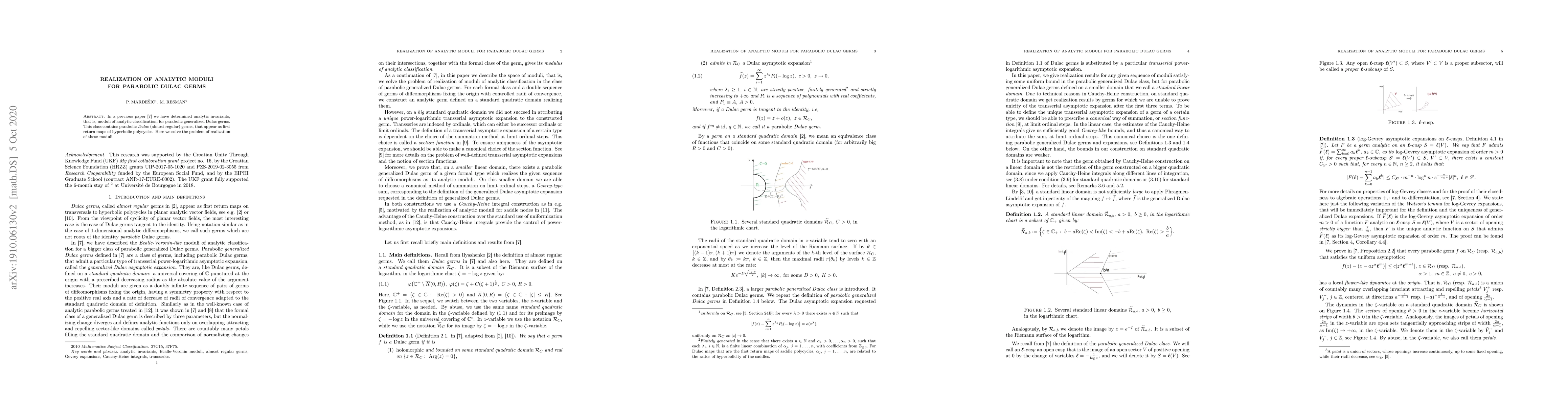 Thumbnail for Realization of analytic moduli for parabolic Dulac germs