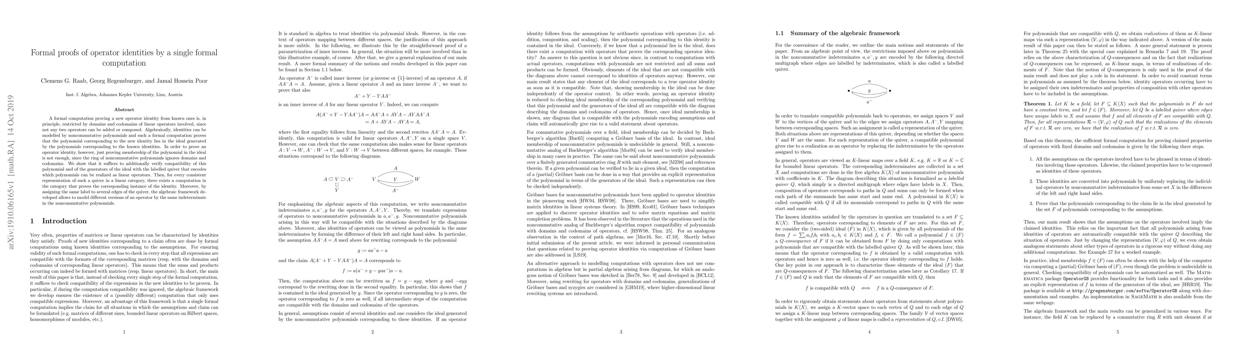 Thumbnail for Formal proofs of operator identities by a single formal computation