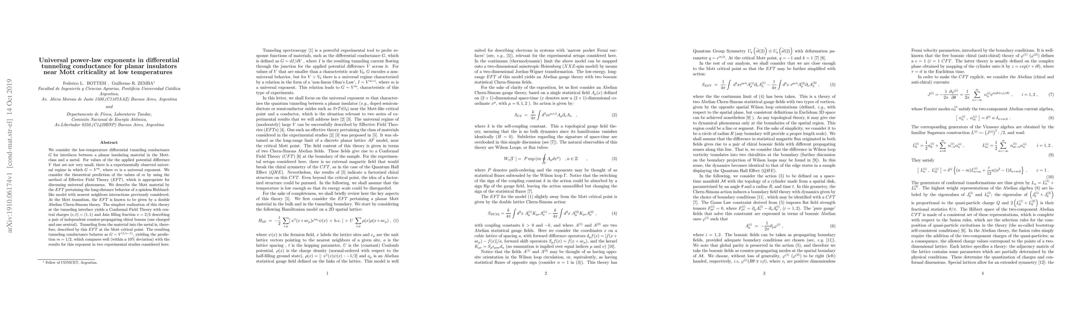 Thumbnail for Universal power-law exponents in differential tunneling conductance for
  planar insulators near Mott criticality at low temperatures