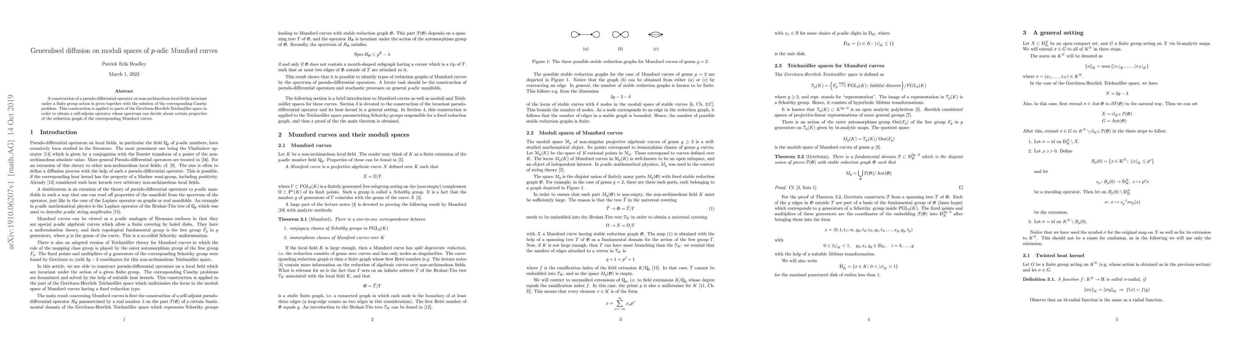 Thumbnail for Generalised diffusion on moduli spaces of $p$-adic Mumford curves