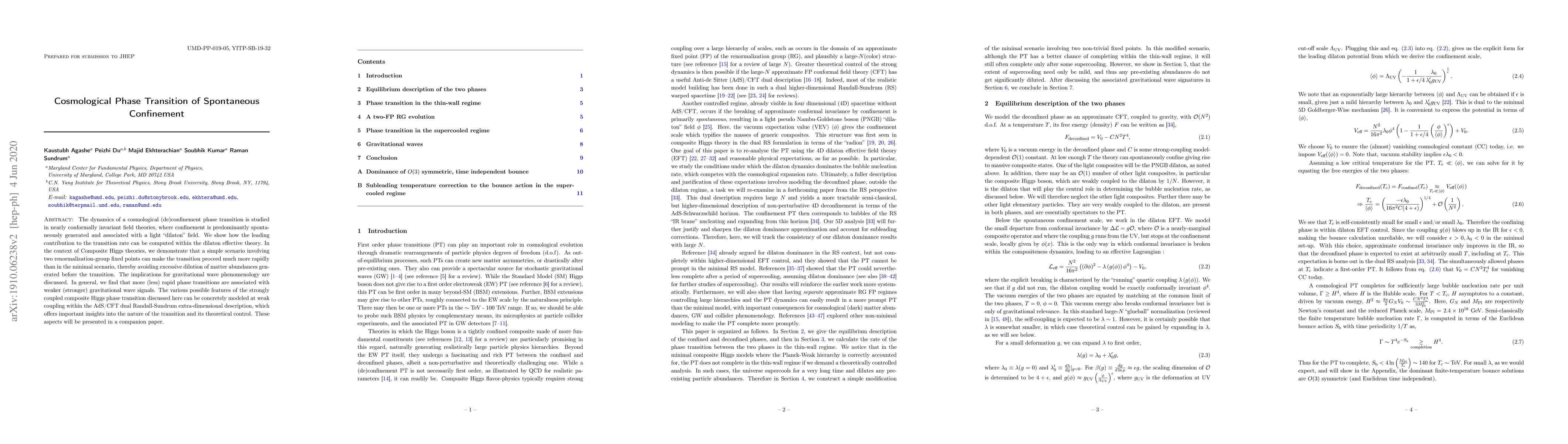 Thumbnail for Cosmological Phase Transition of Spontaneous Confinement