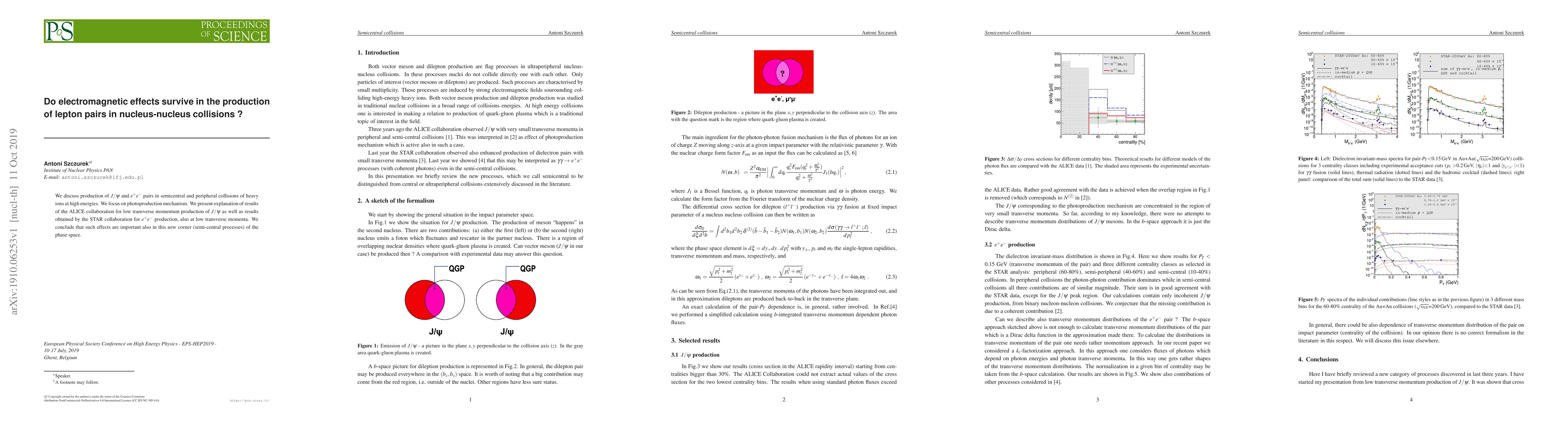 Thumbnail for Do electromagnetic effects survive in the production of lepton pairs in
  nucleus-nucleus collisions ?