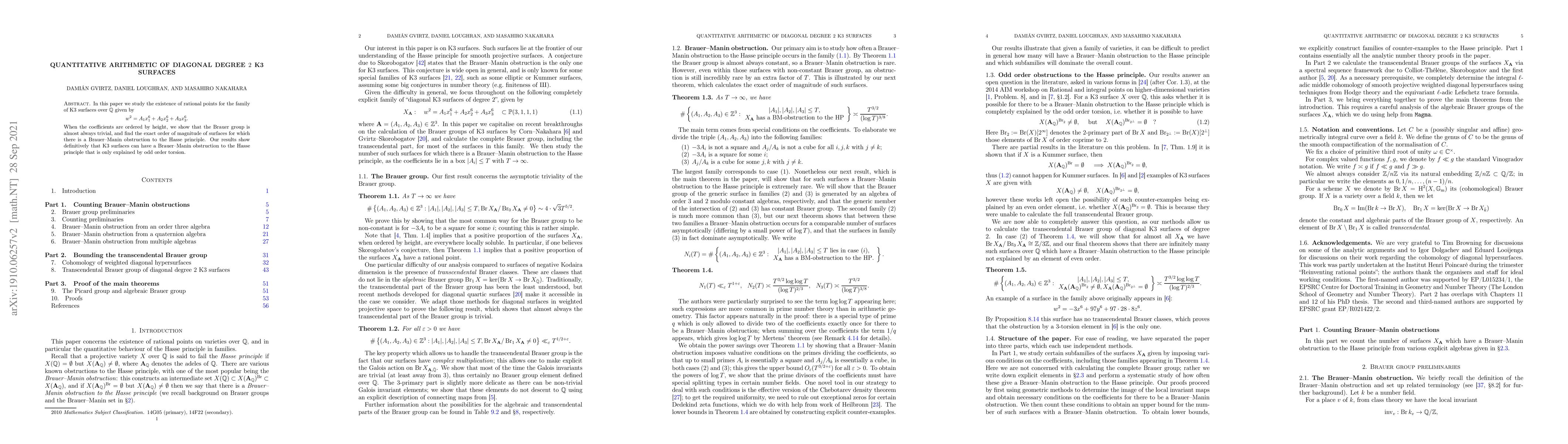 Thumbnail for Quantitative arithmetic of diagonal degree $2$ K3 surfaces