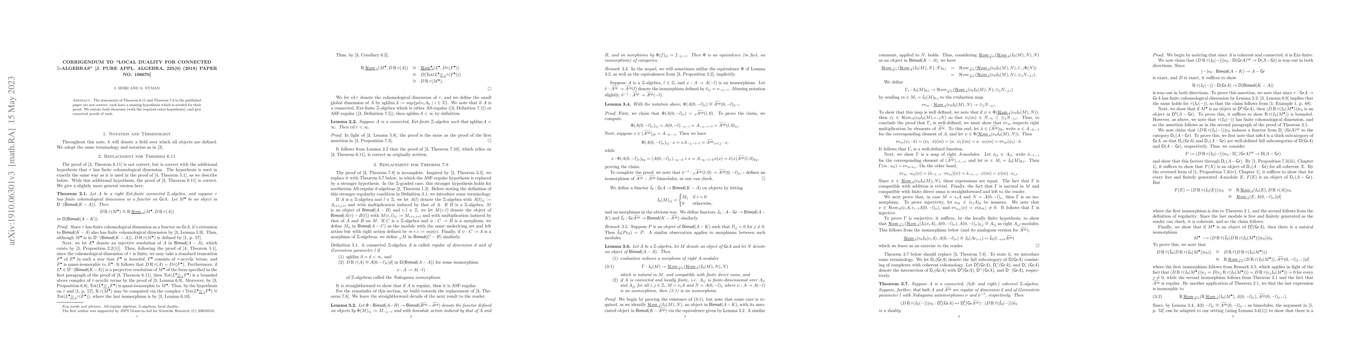 Thumbnail for Local duality for connected Z-algebras