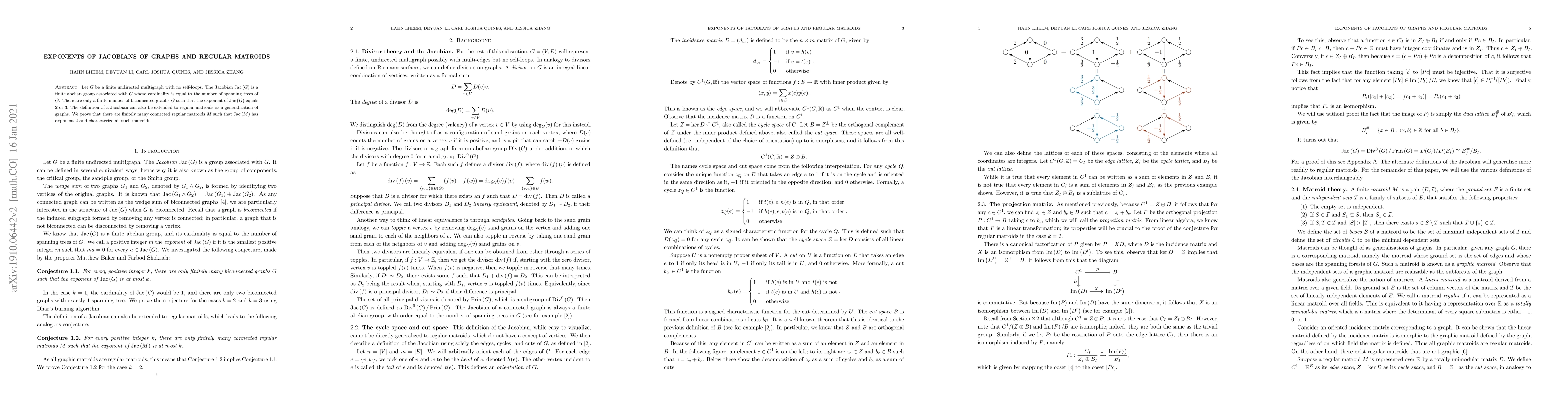 Thumbnail for Exponents of Jacobians of Graphs and Regular Matroids