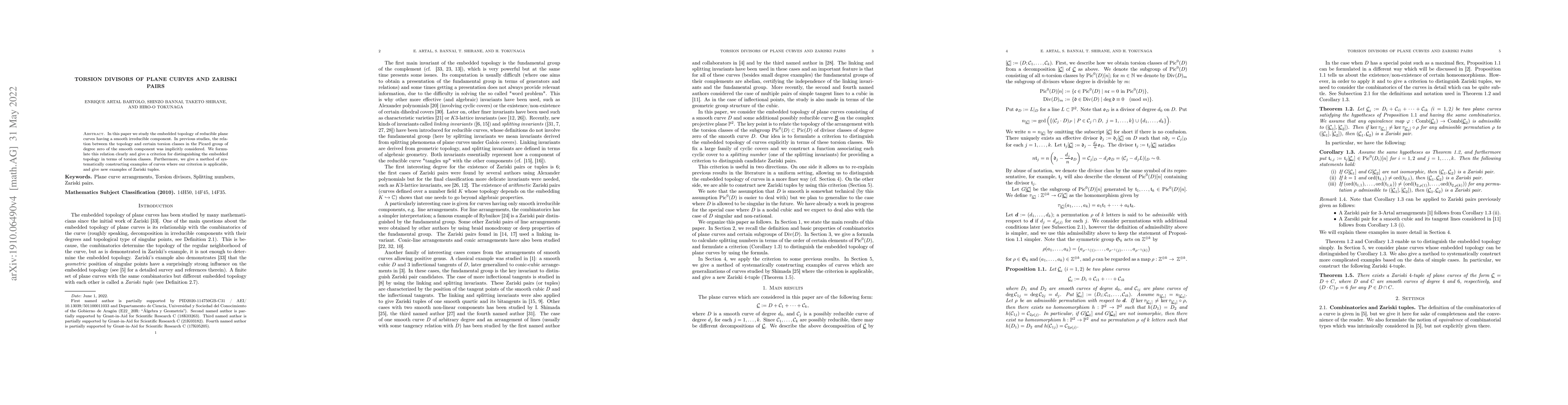 Thumbnail for Torsion divisors of plane curves and Zariski pairs