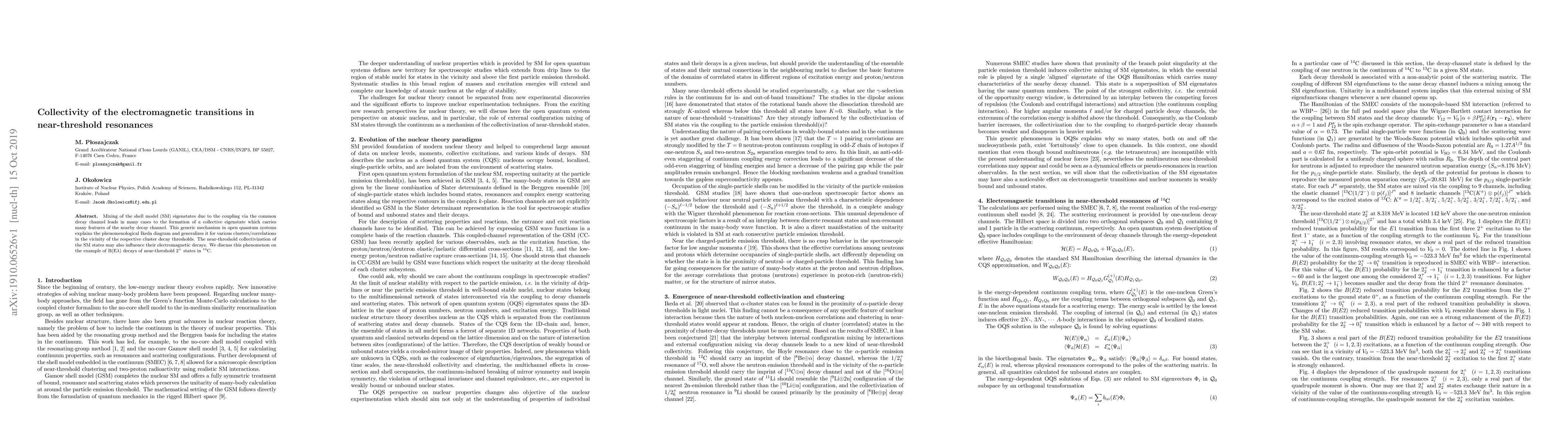 Thumbnail for Collectivity of the electromagnetic transitions in near-threshold
  resonances