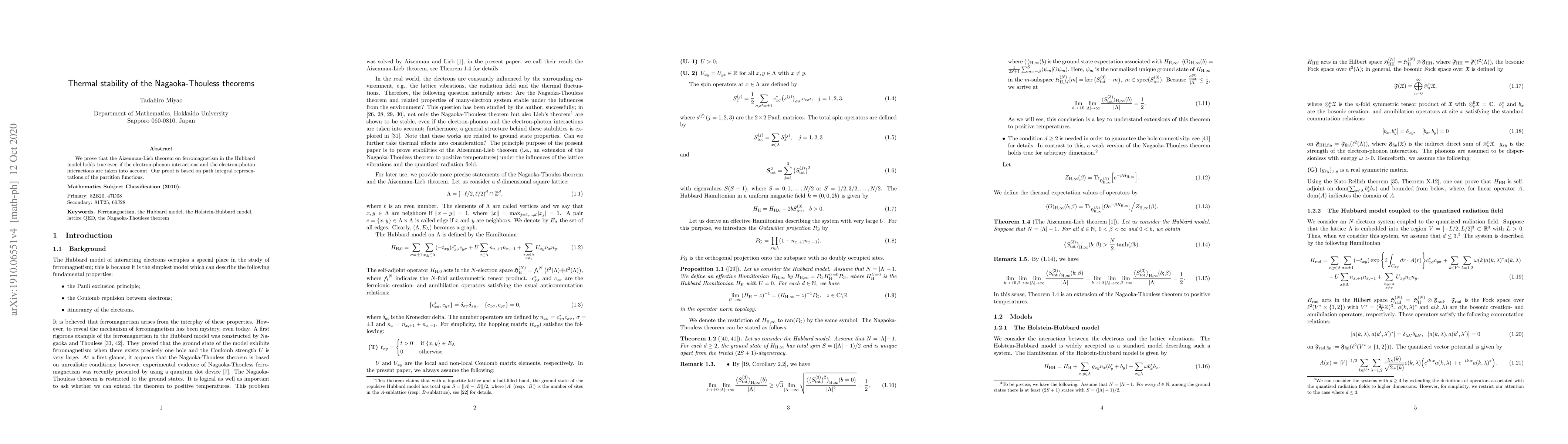 Thumbnail for Thermal stability of the Nagaoka-Thouless theorems