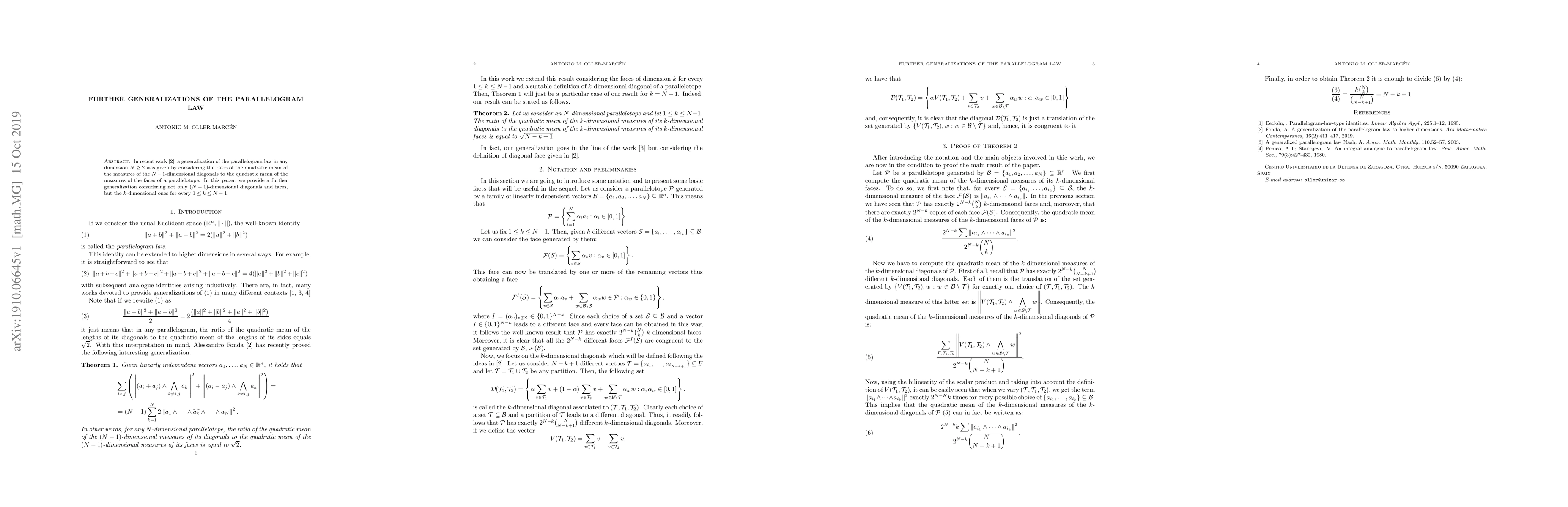 Thumbnail for Further generalizations of the parallelogram law