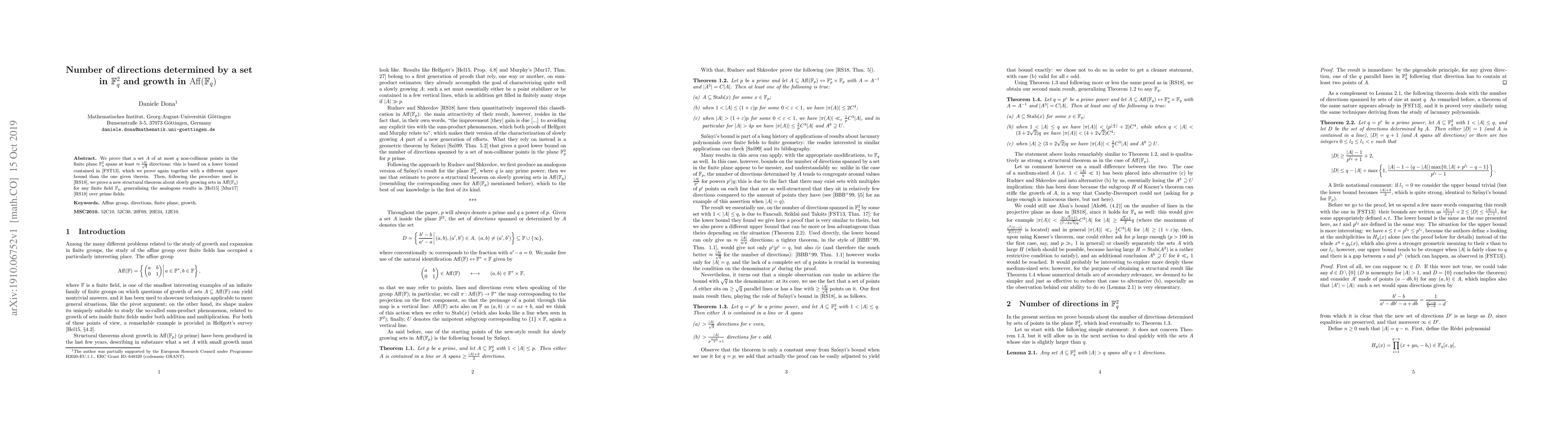 Thumbnail for Number of directions determined by a set in $\mathbb{F}_{q}^{2}$ and
  growth in $\mathrm{Aff}(\mathbb{F}_{q})$