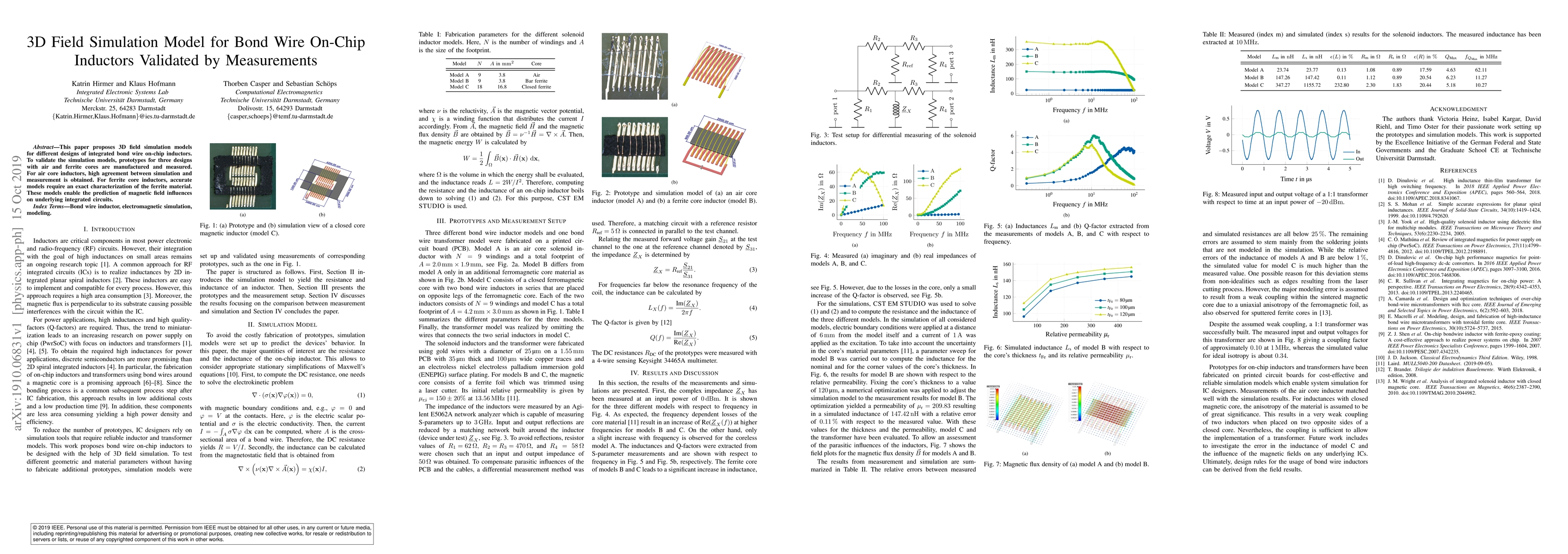 Thumbnail for 3D Field Simulation Model for Bond Wire On-Chip Inductors Validated by
  Measurements