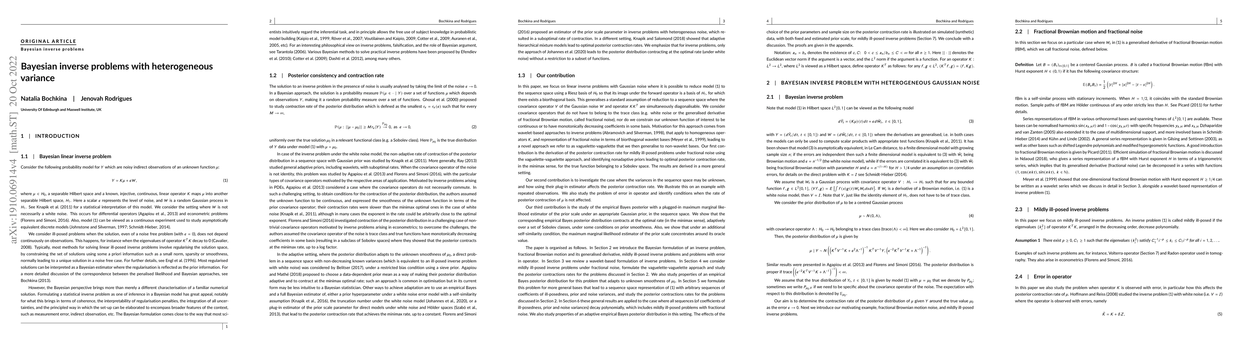 Thumbnail for Bayesian Inverse Problems with Heterogeneous Variance