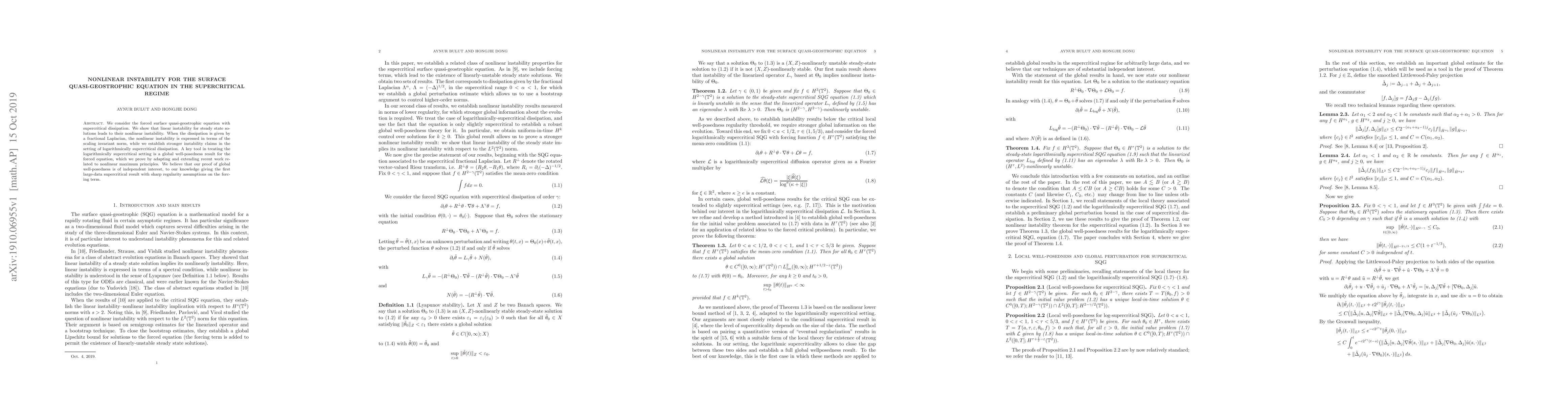 Thumbnail for Nonlinear instability for the surface quasi-geostrophic equation in the
  supercritical regime