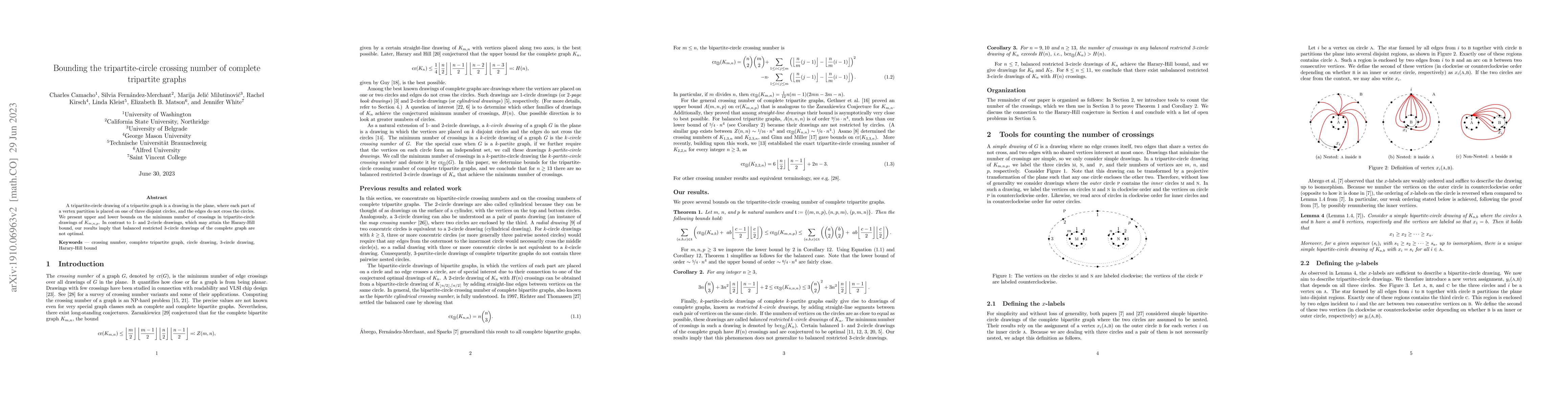 Thumbnail for Bounding the tripartite-circle crossing number of complete tripartite
  graphs
