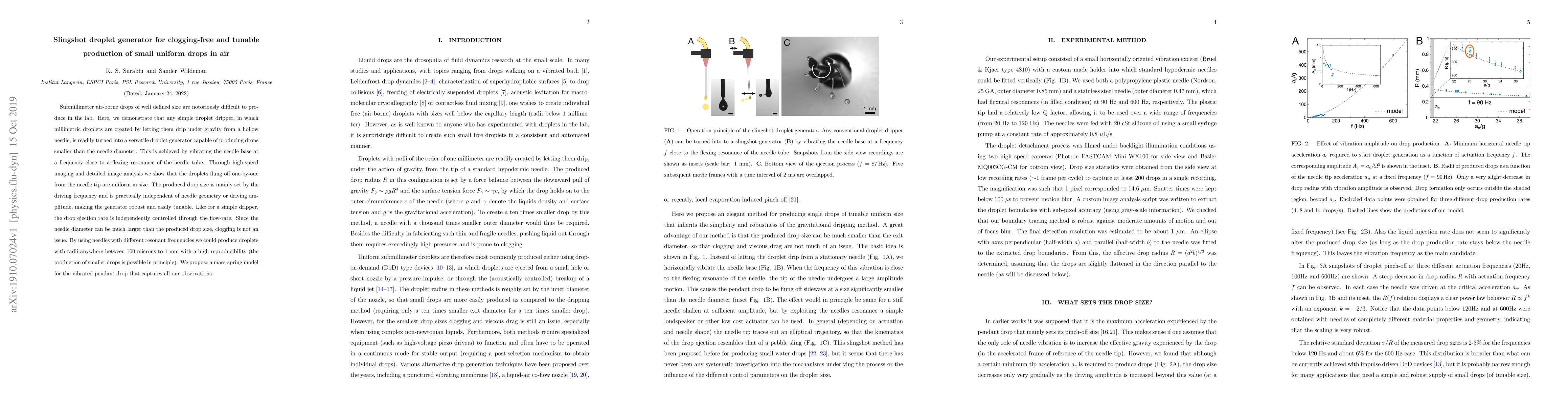 Thumbnail for Slingshot droplet generator for clogging-free and tunable production of
  small uniform drops in air