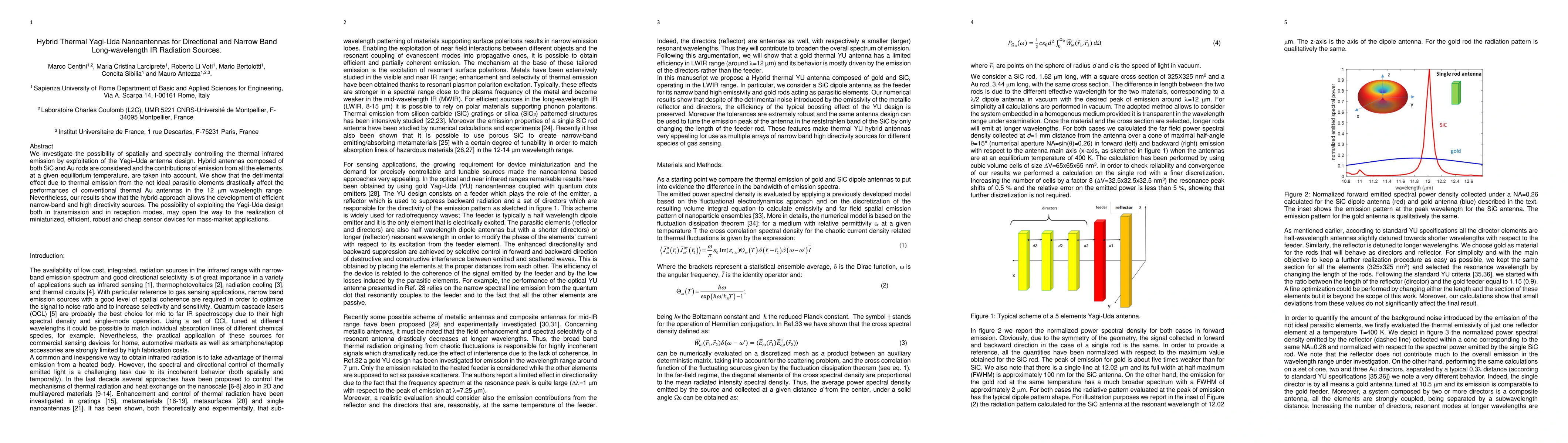 Thumbnail for Hybrid Thermal Yagi-Uda Nanoantennas for Directional and Narrow Band
  Long-wavelength IR Radiation Sources