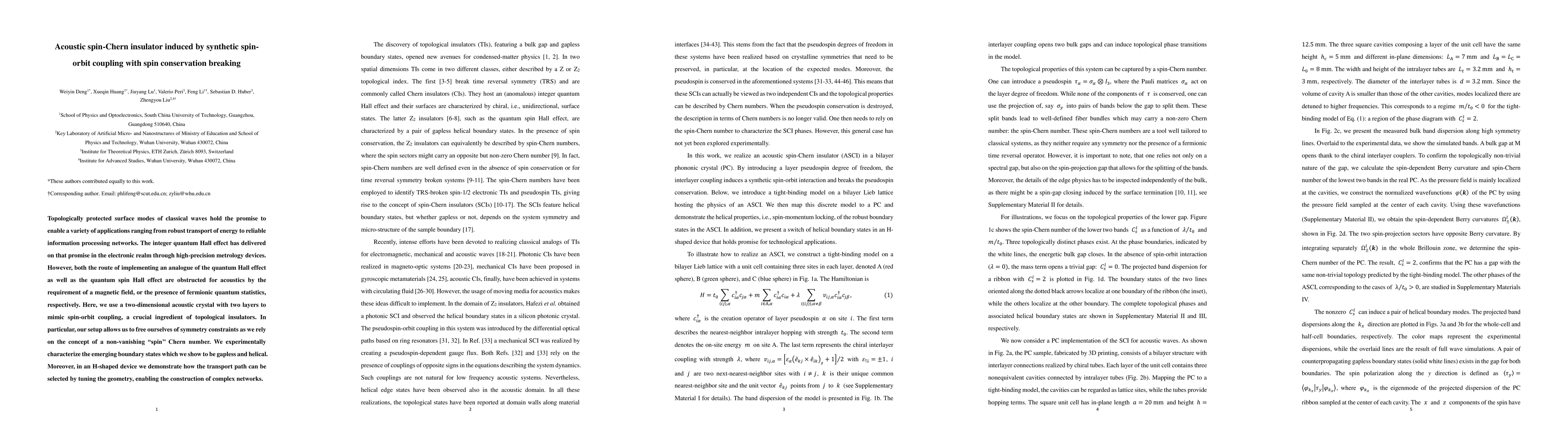 Thumbnail for Acoustic spin-Chern insulator induced by synthetic spin-orbit coupling
  with spin conservation breaking