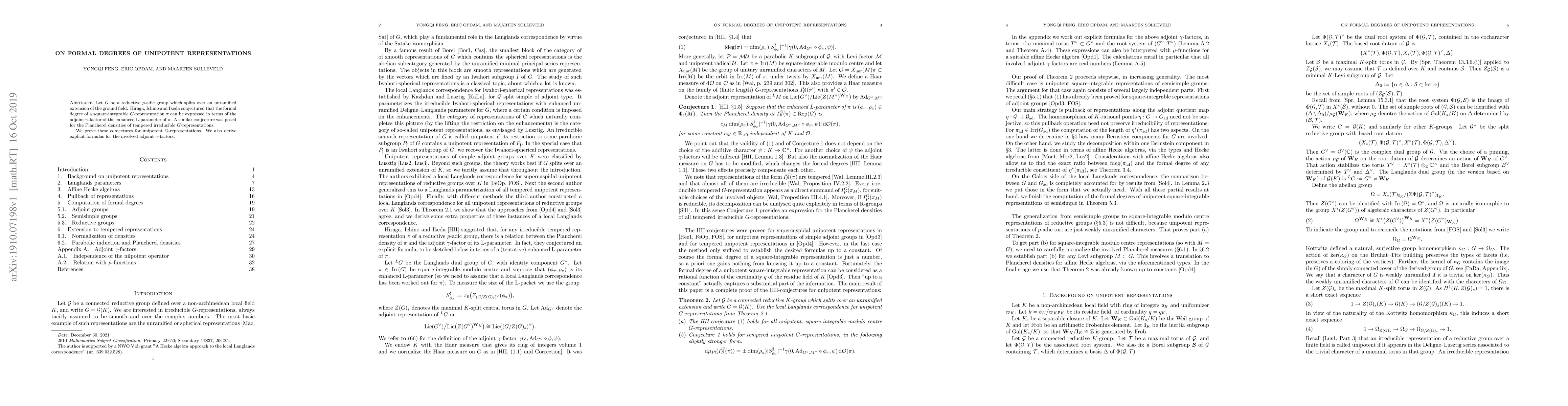 Thumbnail for On formal degrees of unipotent representations