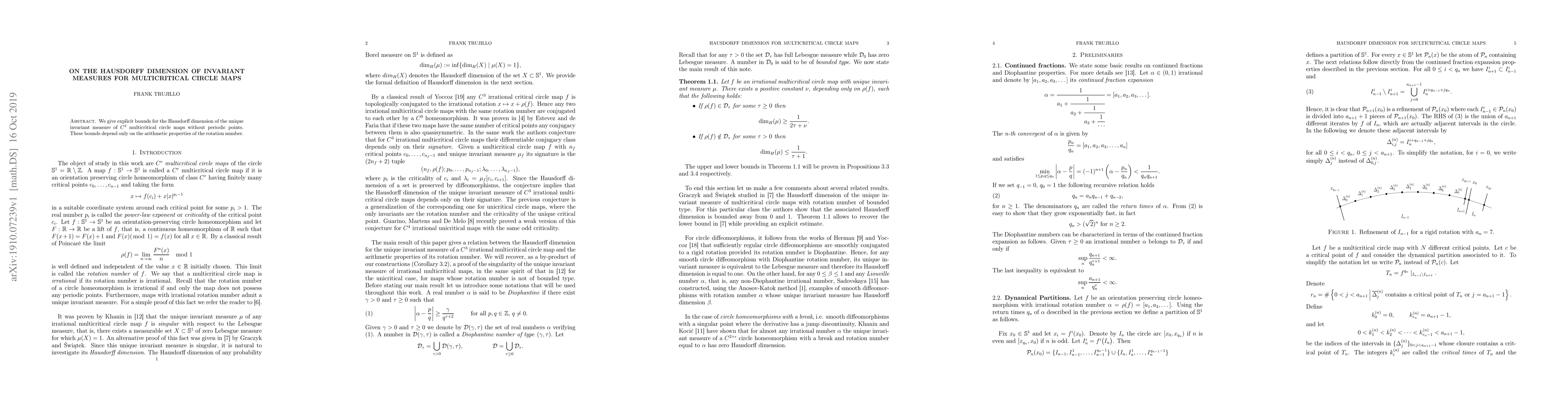 Thumbnail for On the Hausdorff dimension of invariant measures for multicritical
  circle maps