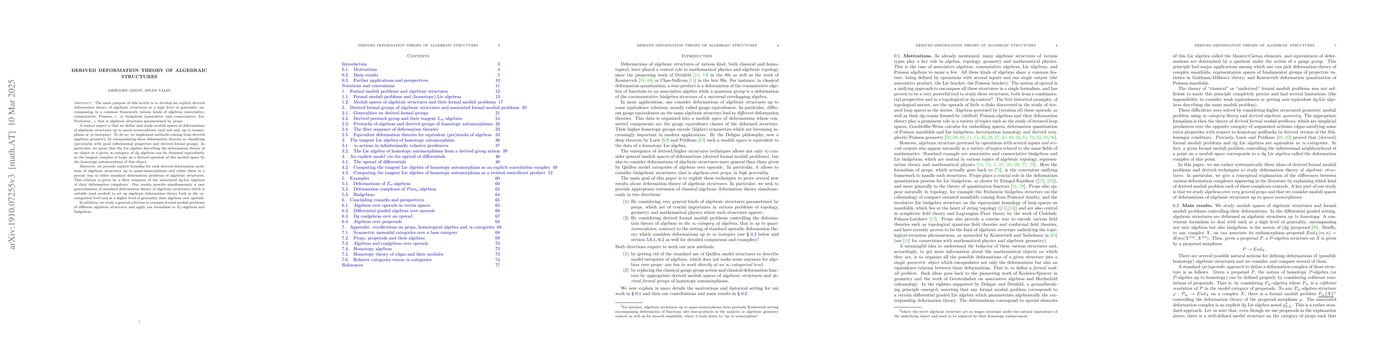 Thumbnail for Derived deformation theory of algebraic structures