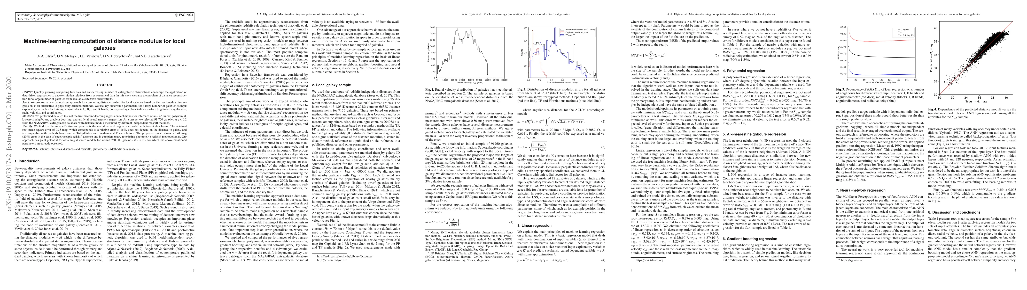Thumbnail for Machine-learning computation of distance modulus for local galaxies