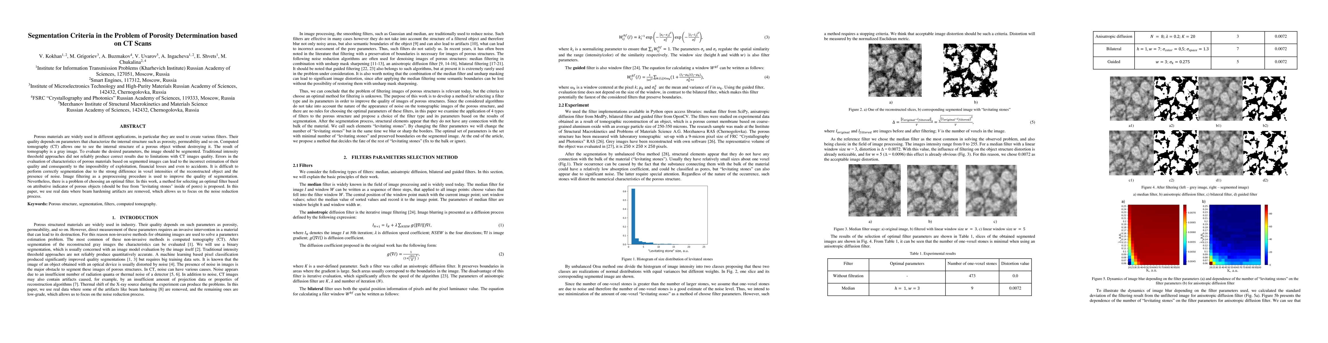 Thumbnail for Segmentation Criteria in the Problem of Porosity Determination based on
  CT Scans