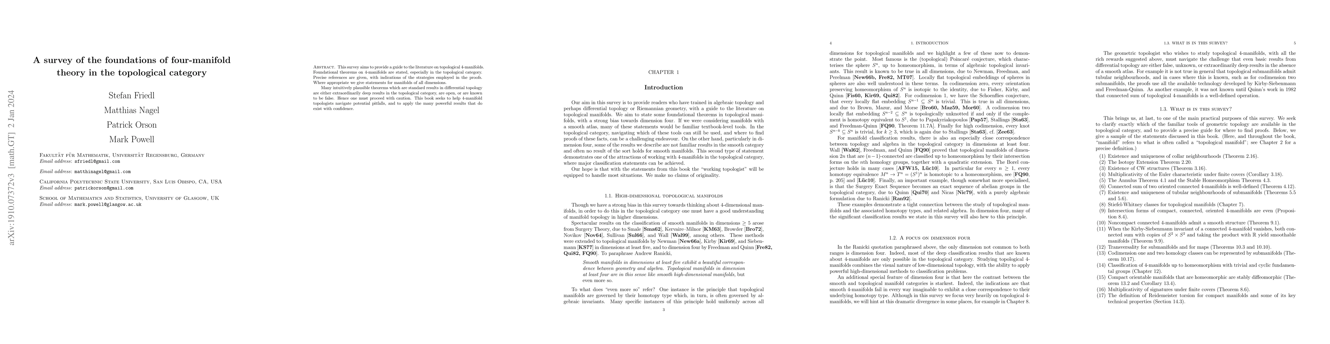 Thumbnail for A survey of the foundations of four-manifold theory in the topological
  category