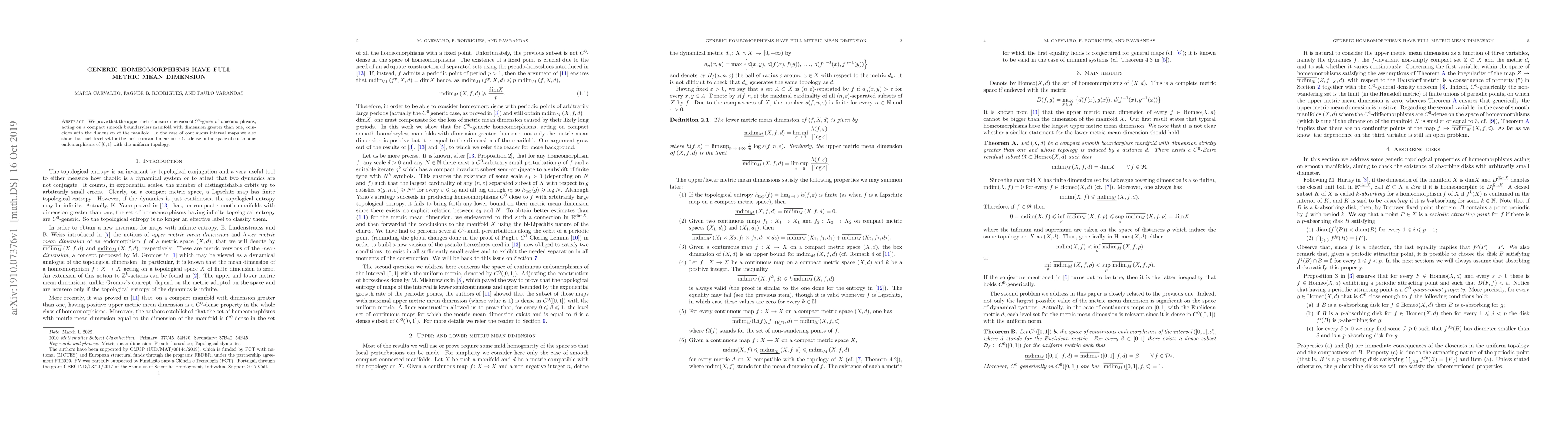 Thumbnail for Generic homeomorphisms have full metric mean dimension