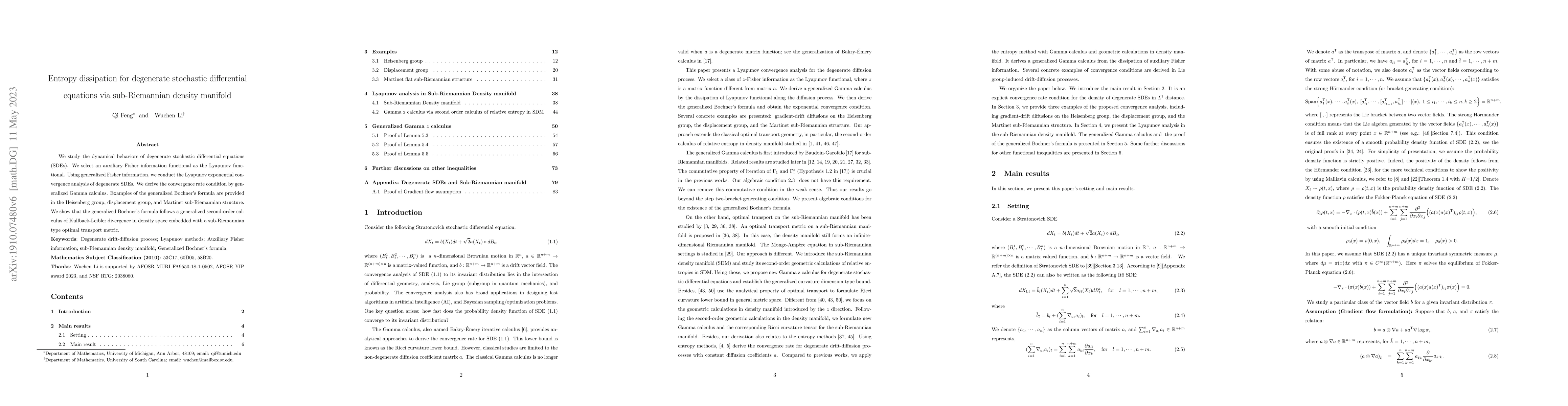 Thumbnail for Entropy dissipation for degenerate stochastic differential equations via
  sub-Riemannian density manifold